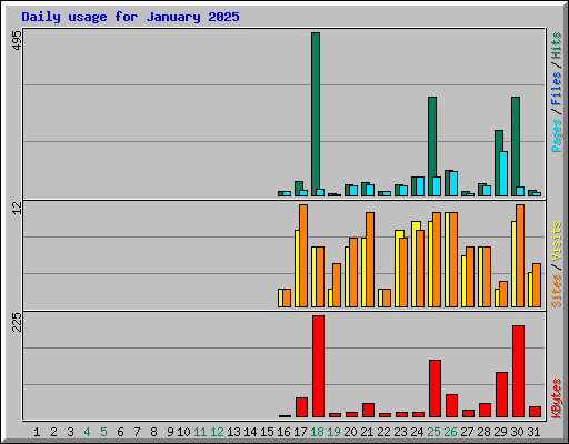 Daily usage for January 2025